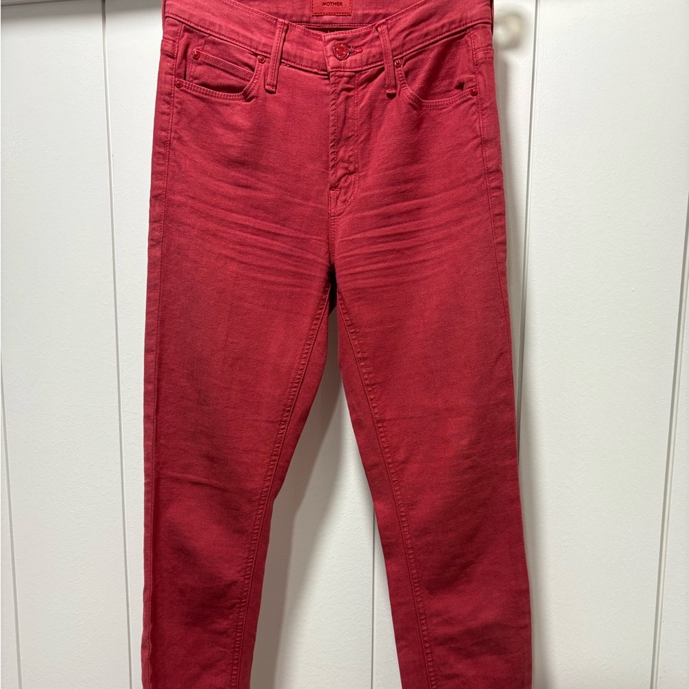 MOTHER The Mid Rise Dazzler Ankle in so far gone Red EUC Size 24